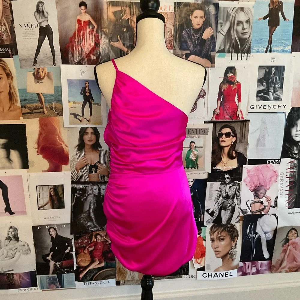 The Sei Ruched Silk Asymmetric Mini Dress - Picture 6 of 7